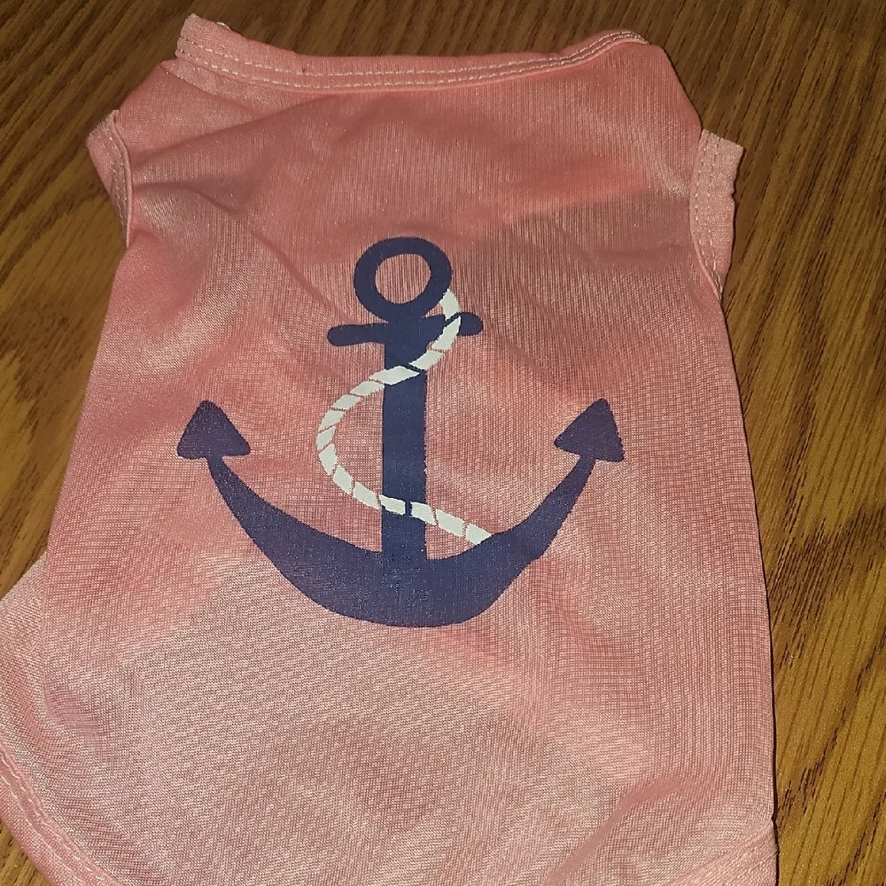 Pink Dog Shirt with Anchor Design Size Small